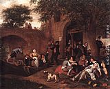 Steen Paintings - Leaving the Tavern by Jan Steen